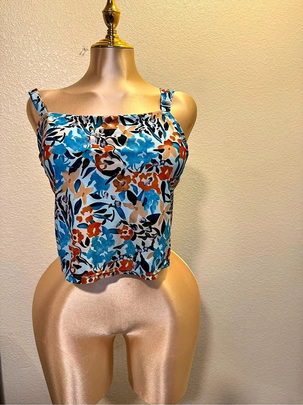 Floral Crop Top in Blue & White Like New